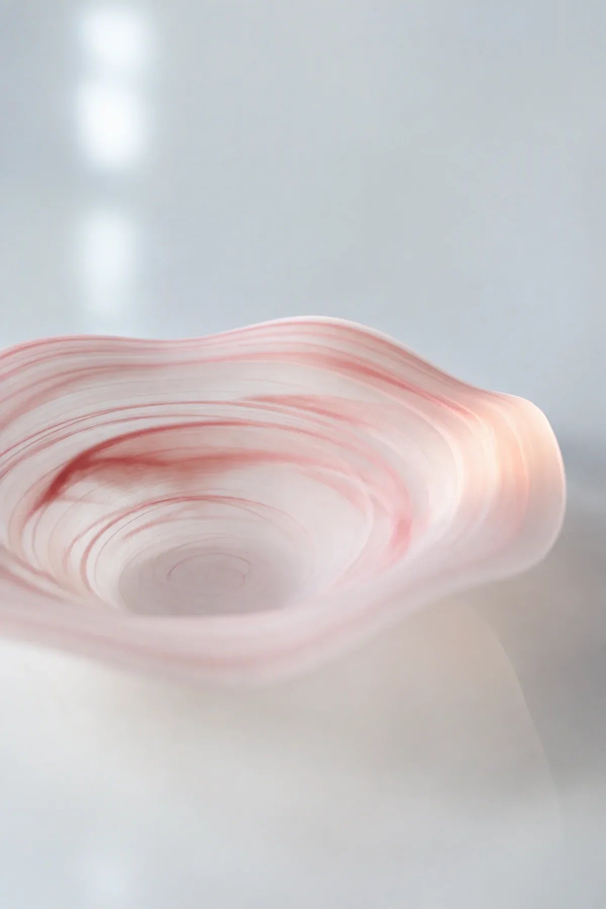 Soft Current Blush Glass Serving Bowl