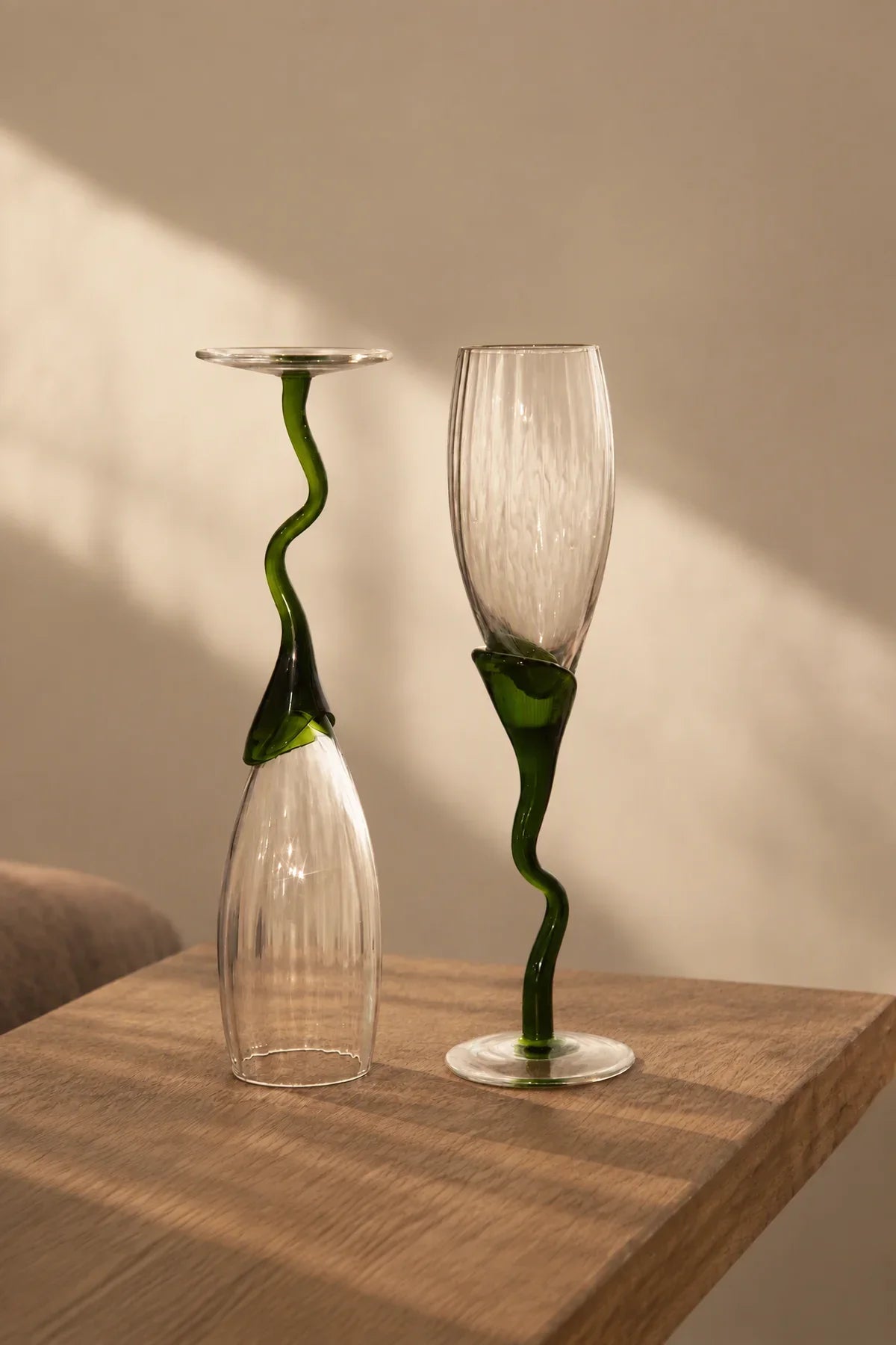 Tendril Hour Moss Green Glass Wine Glass