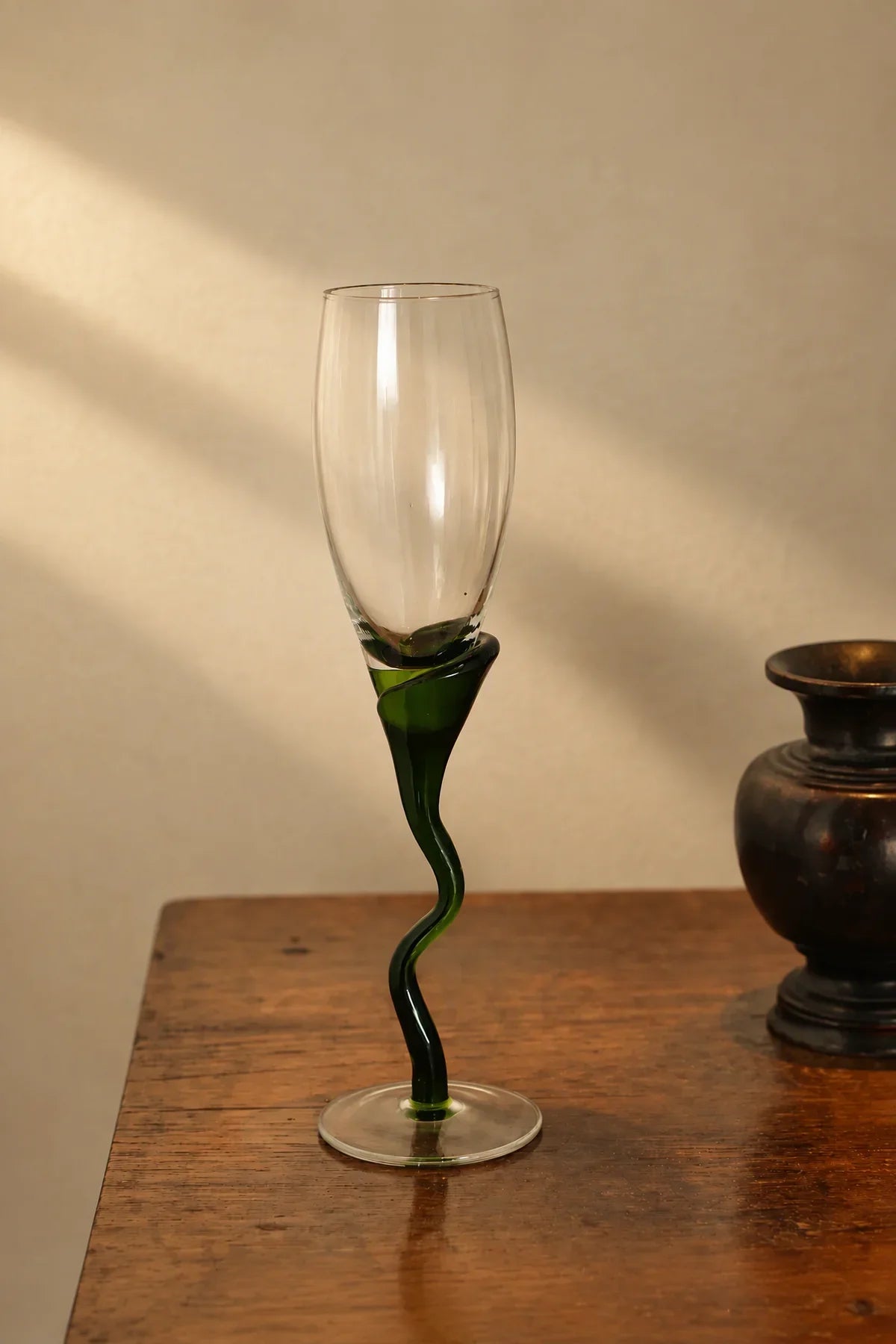 Tendril Hour Moss Green Glass Wine Glass
