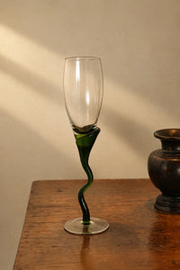 Tendril Hour Moss Green Glass Wine Glass