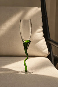 Tendril Hour Moss Green Glass Wine Glass