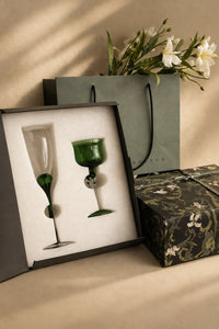 Tendril Hour Moss Green Glass Wine Glass