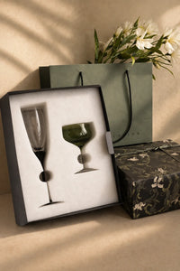 Tendril Hour Moss Green Glass Wine Glass