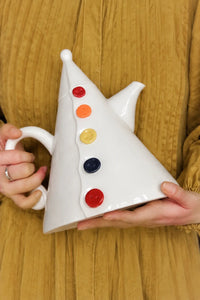 Little Theater White Ceramic Teapot