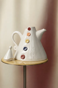 Little Theater White Ceramic Teapot