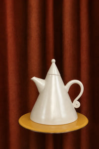 Little Theater White Ceramic Teapot