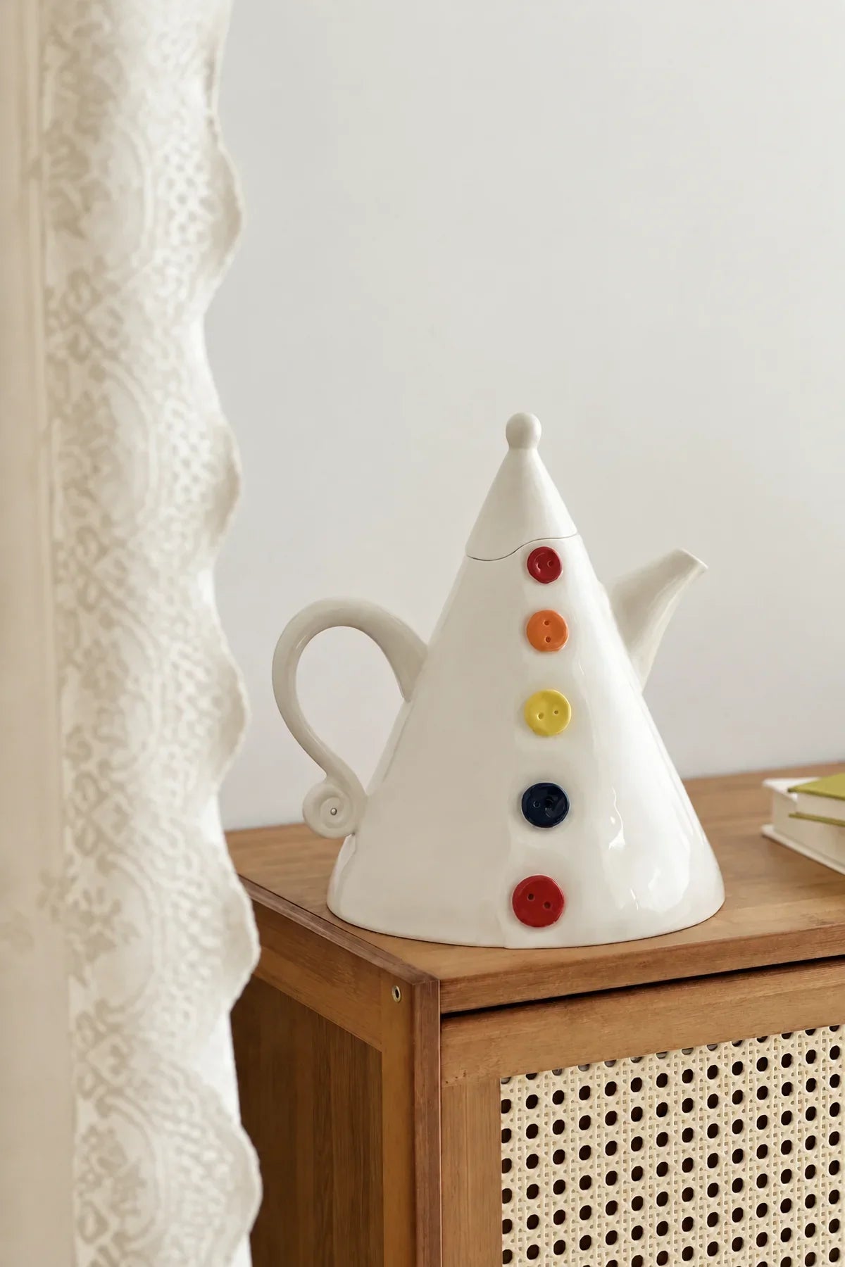 Little Theater White Ceramic Teapot