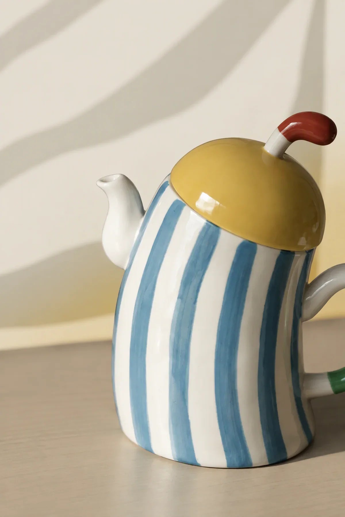 Big Top Blue Striped Ceramic Teapot