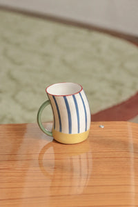 Big Top Blue Striped Ceramic Cup
