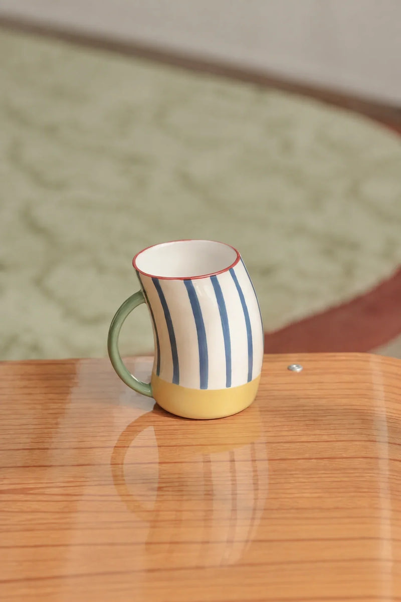 Big Top Blue Striped Ceramic Cup
