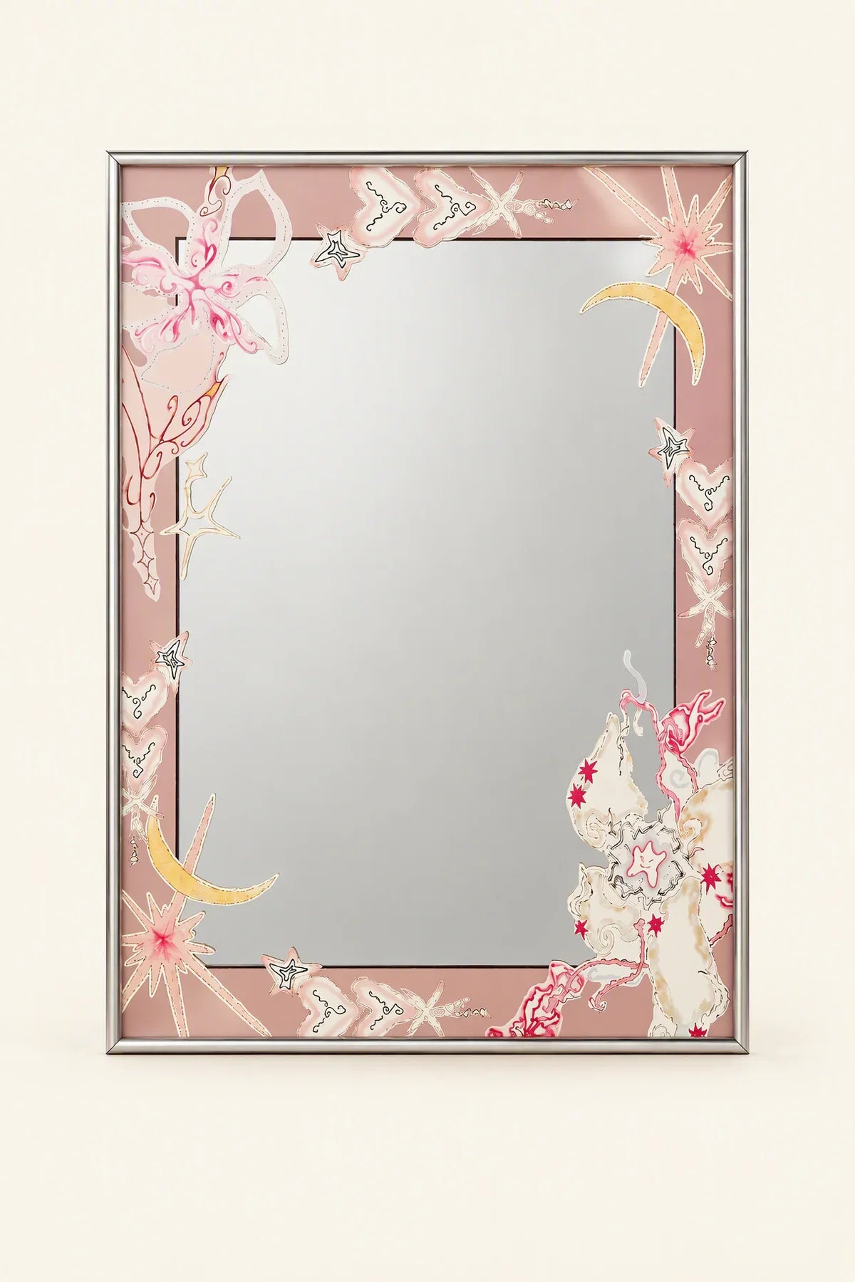 Stargazer Pink Metal-Trim Decorative Mirror
