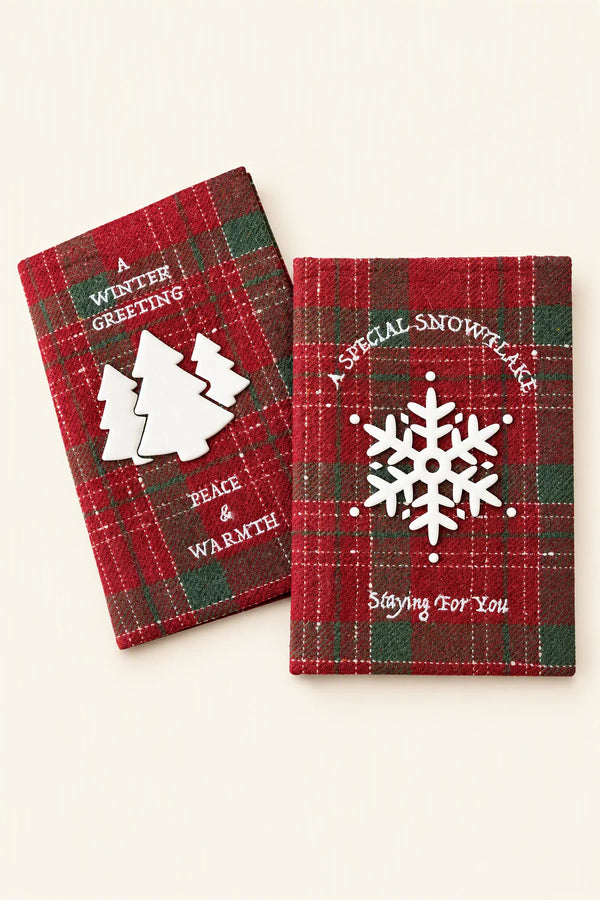 Winter Hearth Red-Green Fabric Greeting Card