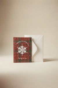 Winter Hearth Red-Green Fabric Greeting Card