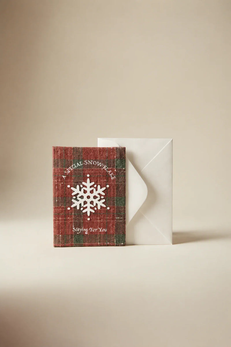 Winter Hearth Red-Green Fabric Greeting Card