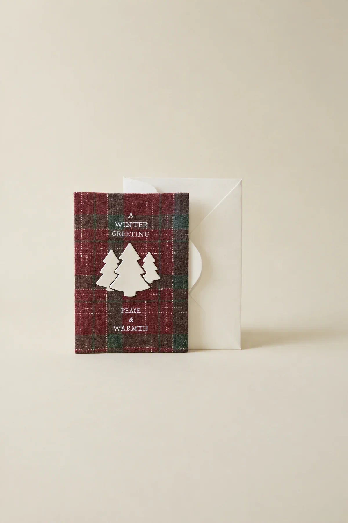 Winter Hearth Red-Green Fabric Greeting Card