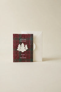 Winter Hearth Red-Green Fabric Greeting Card