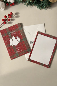 Winter Hearth Red-Green Fabric Greeting Card