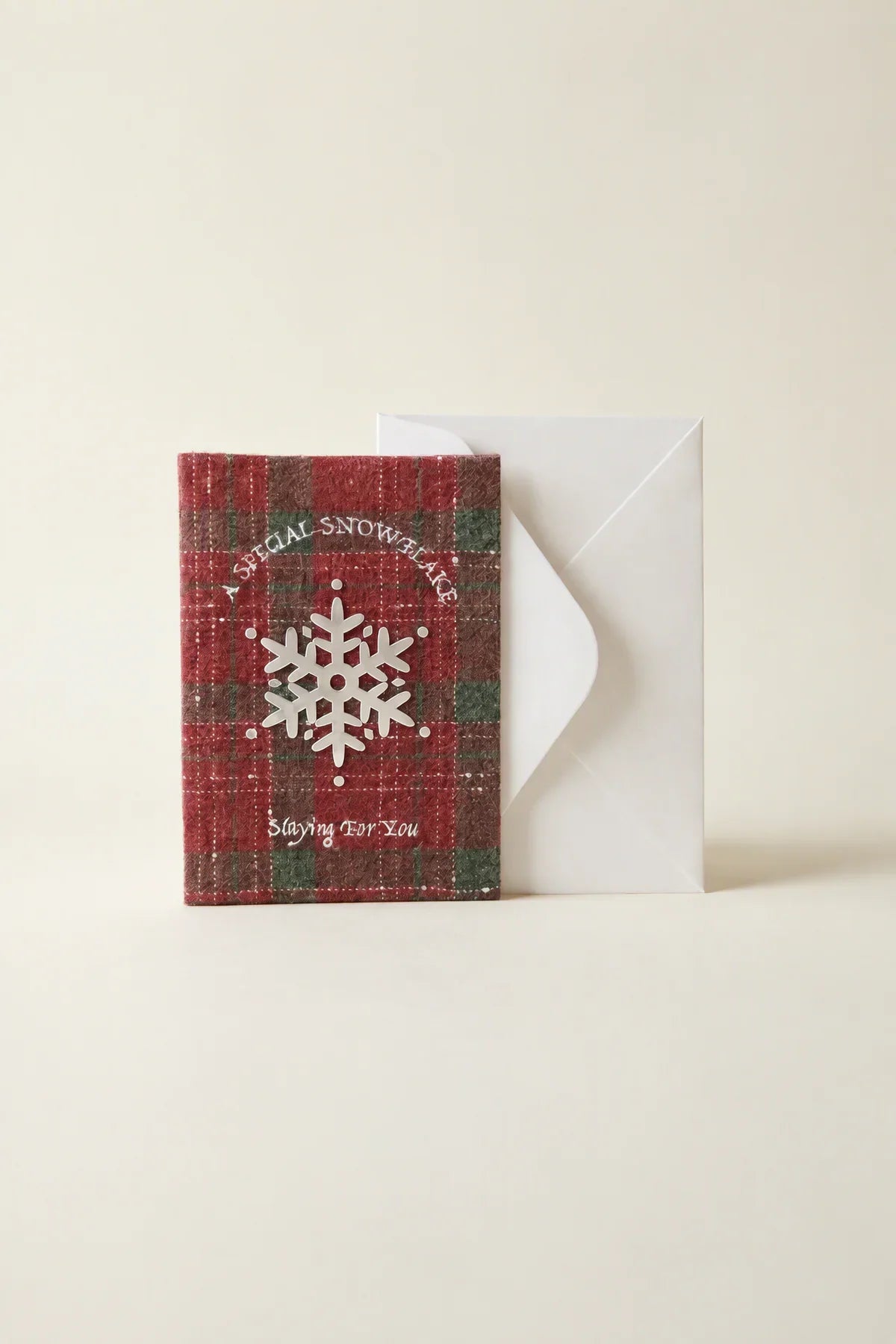 Winter Hearth Red-Green Fabric Greeting Card