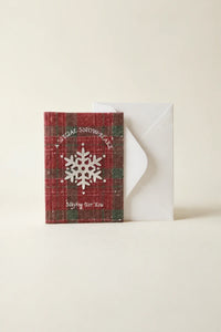 Winter Hearth Red-Green Fabric Greeting Card