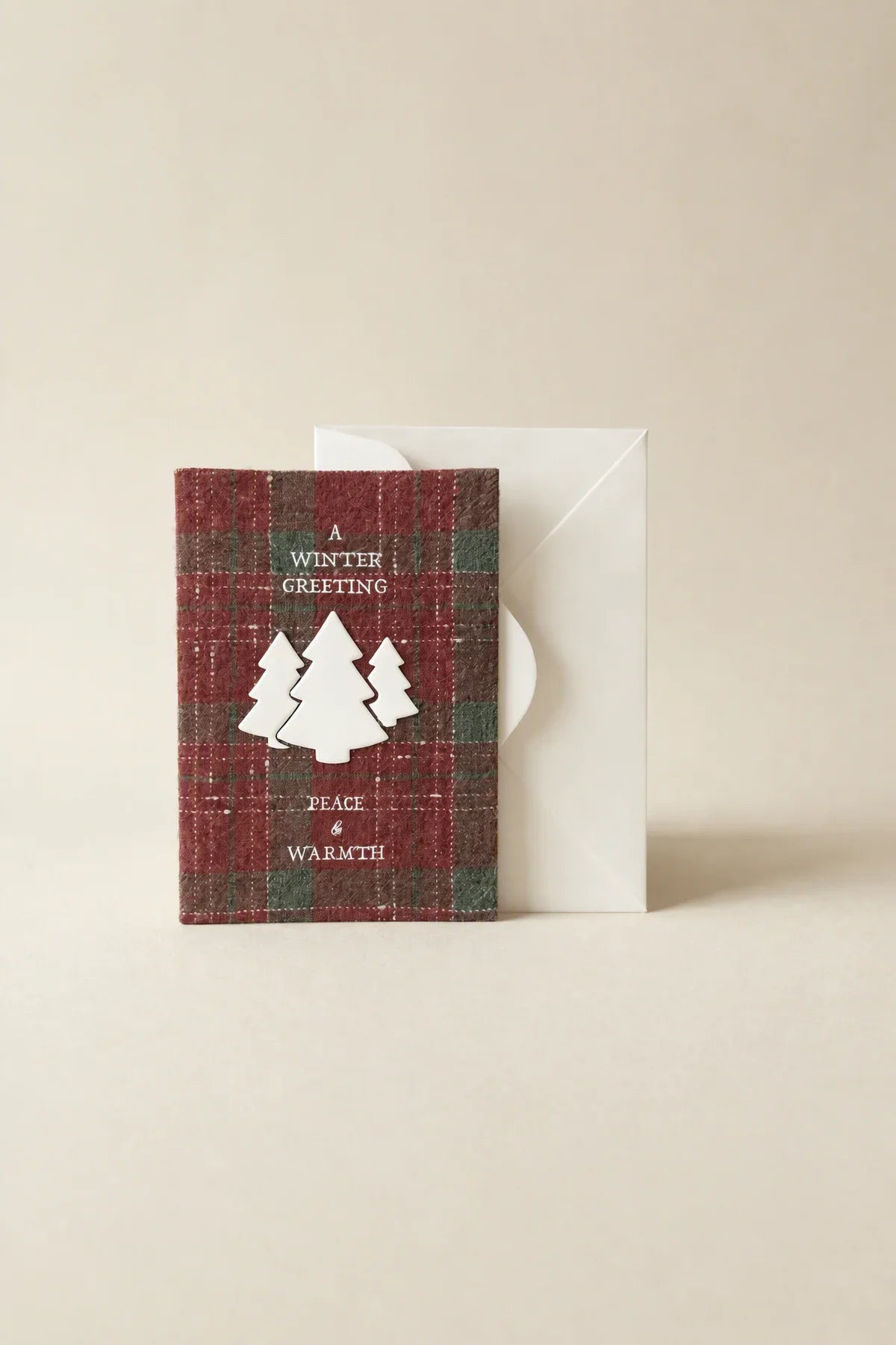Winter Hearth Red-Green Fabric Greeting Card