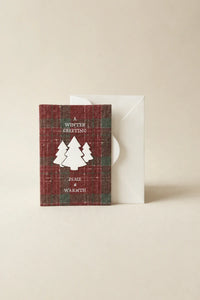 Winter Hearth Red-Green Fabric Greeting Card