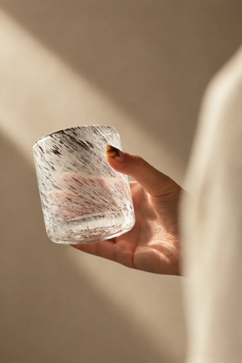 Snowfall Hour White Glass Tumbler