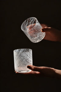 Snowfall Hour White Glass Tumbler