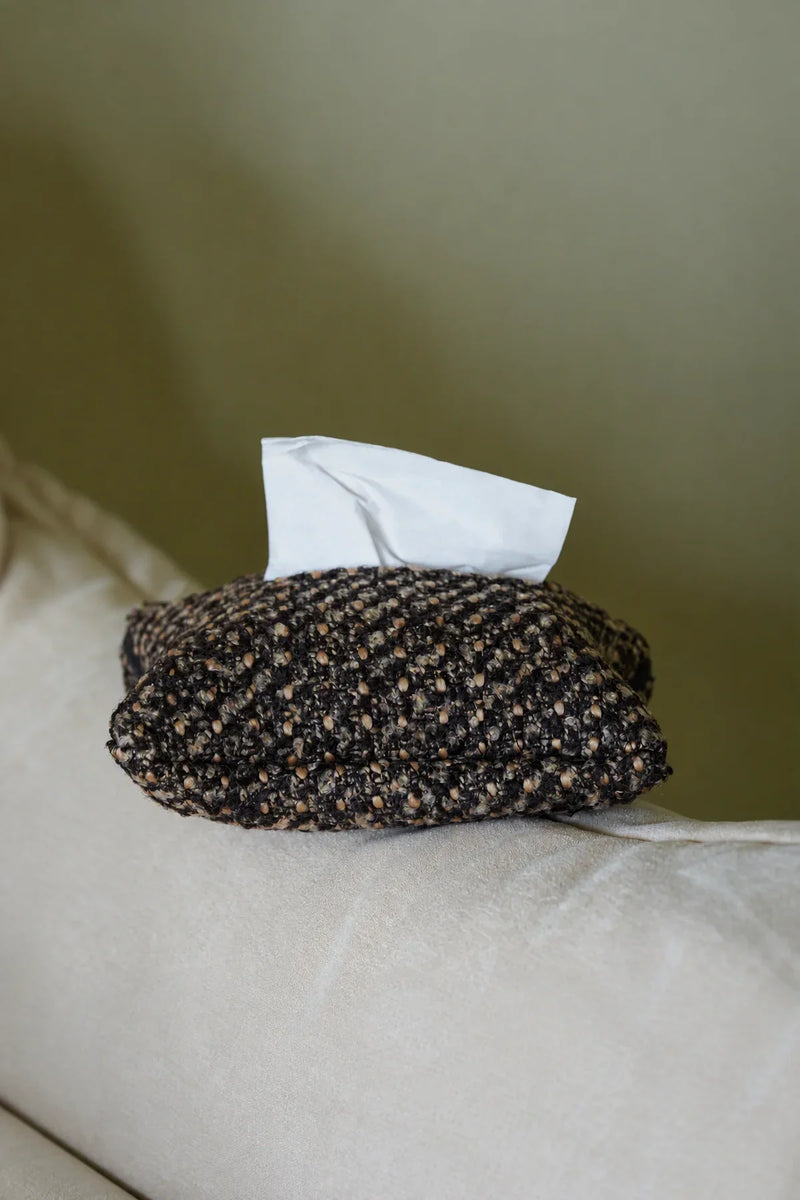 Pillow Talk Brown Speckled Fabric Tissue Cover