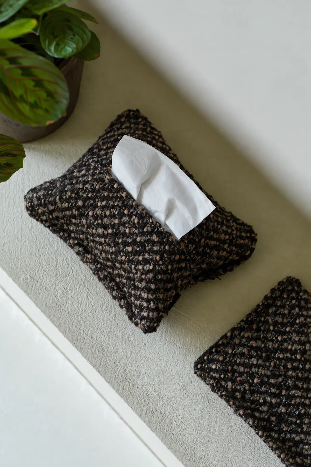 Pillow Talk Brown Speckled Fabric Tissue Cover