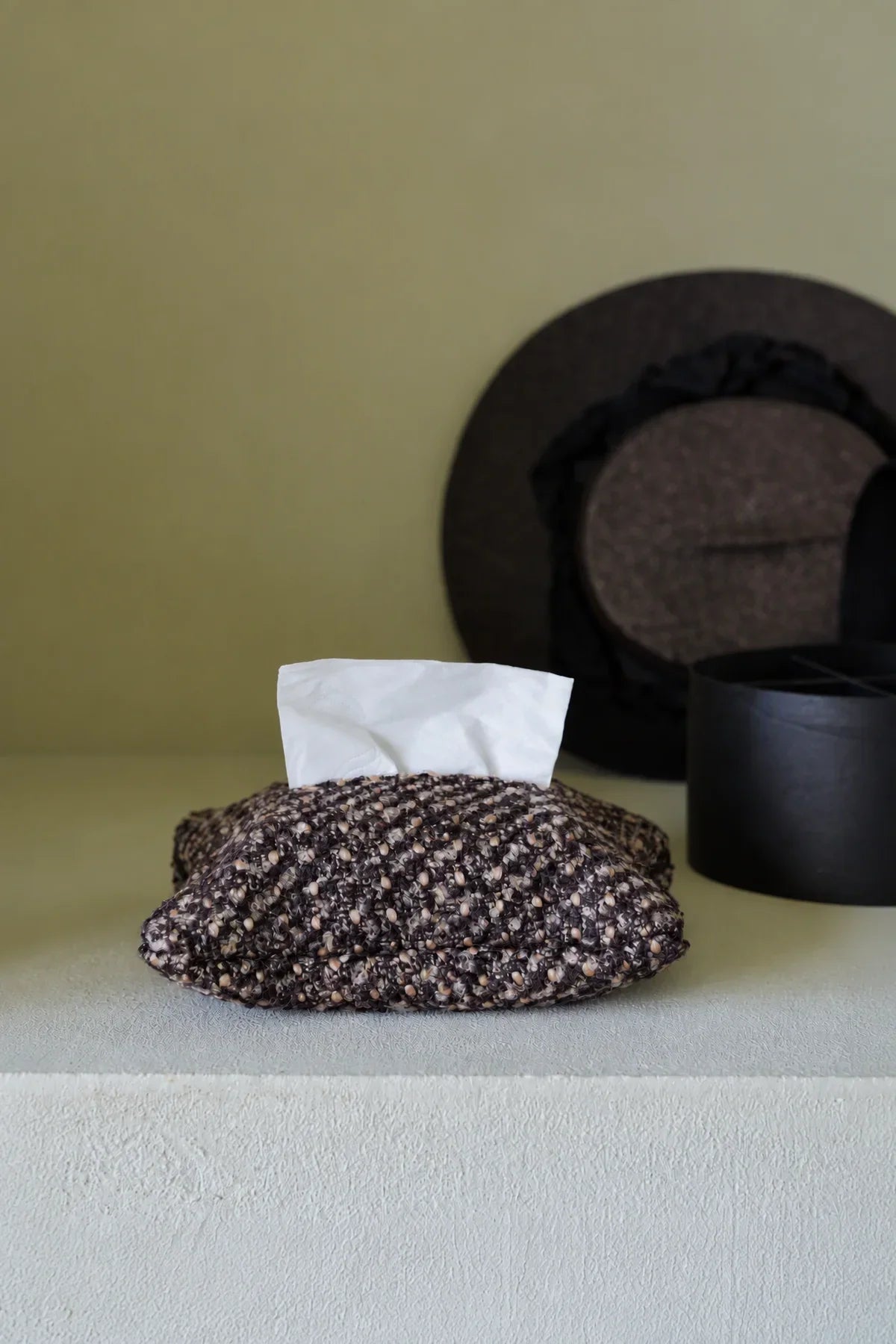Pillow Talk Brown Speckled Fabric Tissue Cover