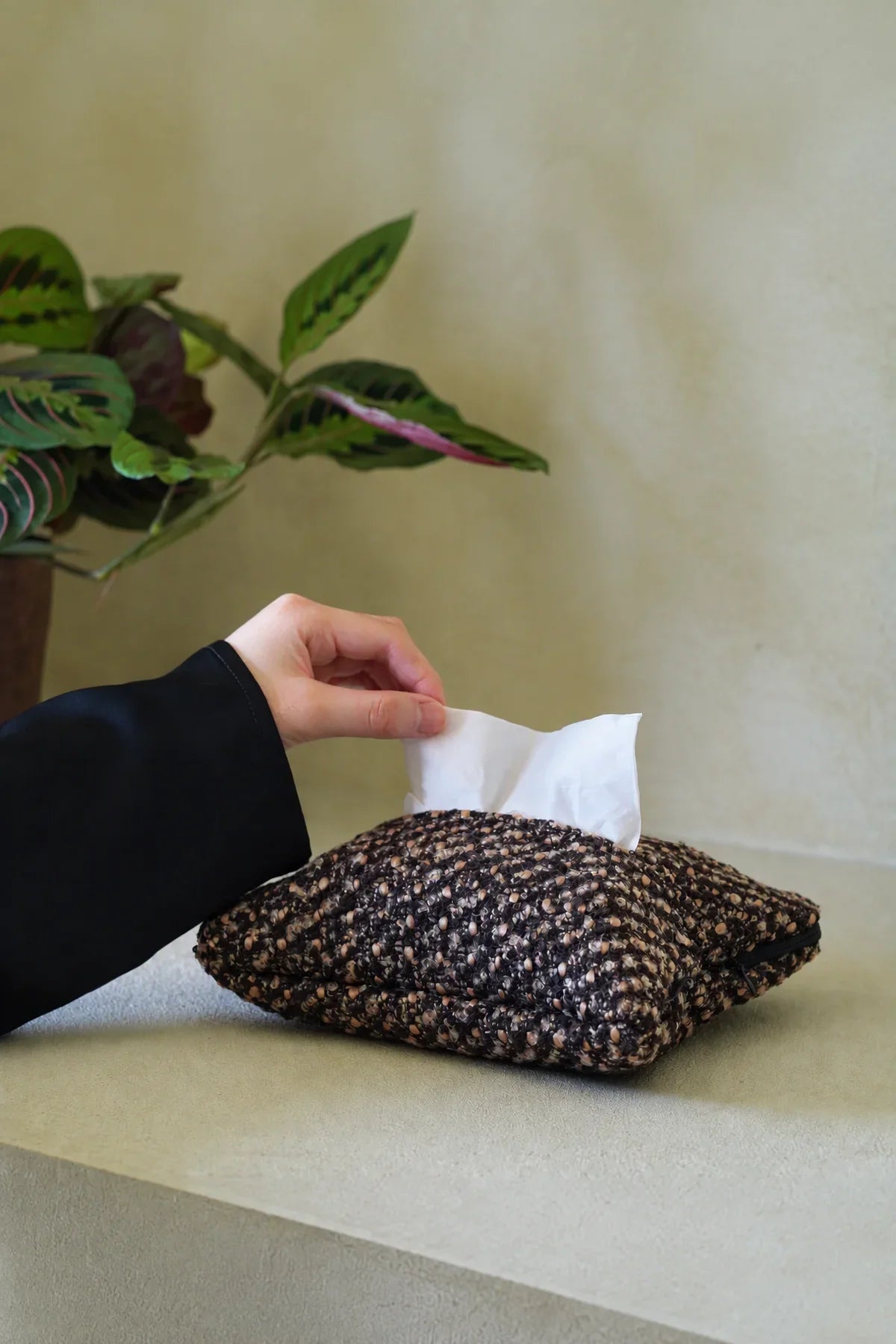Pillow Talk Brown Speckled Fabric Tissue Cover