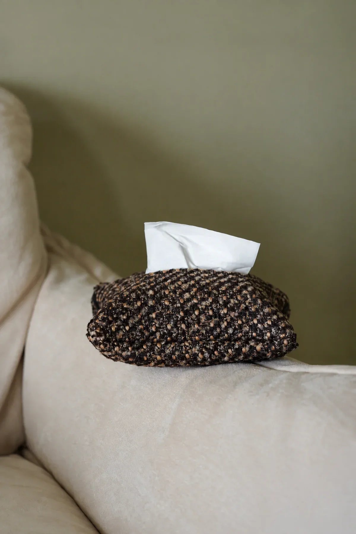 Pillow Talk Brown Speckled Fabric Tissue Cover