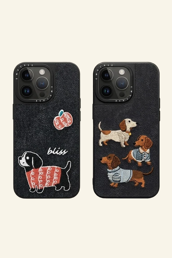Embroidered Dachshund Glow-in-the-Dark Phone Case