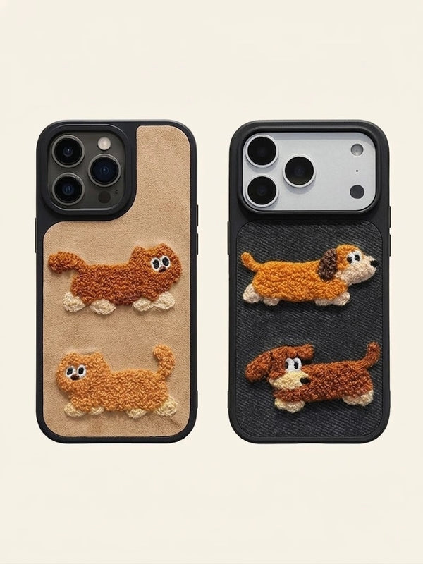 Dachshund & Garfield Embroidered Phone Case - TRLab Shop