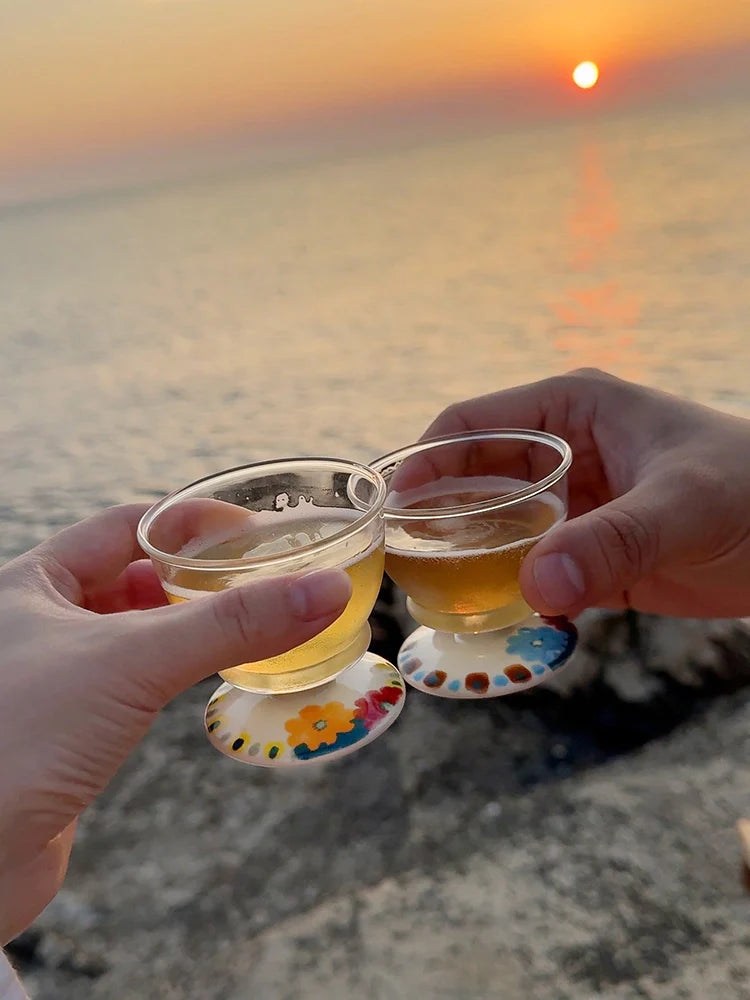 Hand-Painted Floral Sake Cup