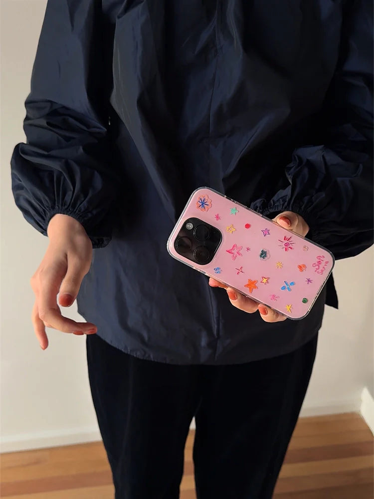 Crayon Stars Hand-Drawn Phone Case - TRLab Shop